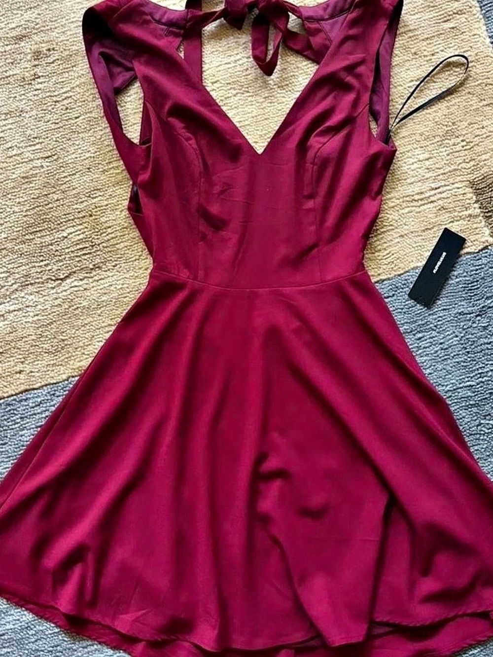 Lulus Believe in Love Wine Red Backless Skater Dress